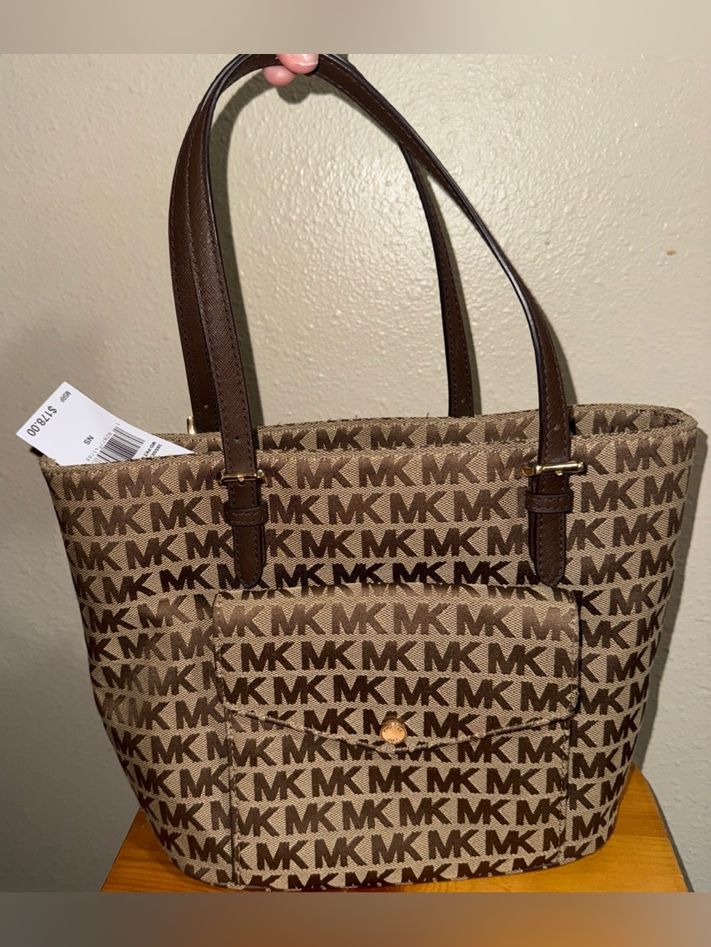 Michael Kors newBrown Logo Tote Bag pocket jet set